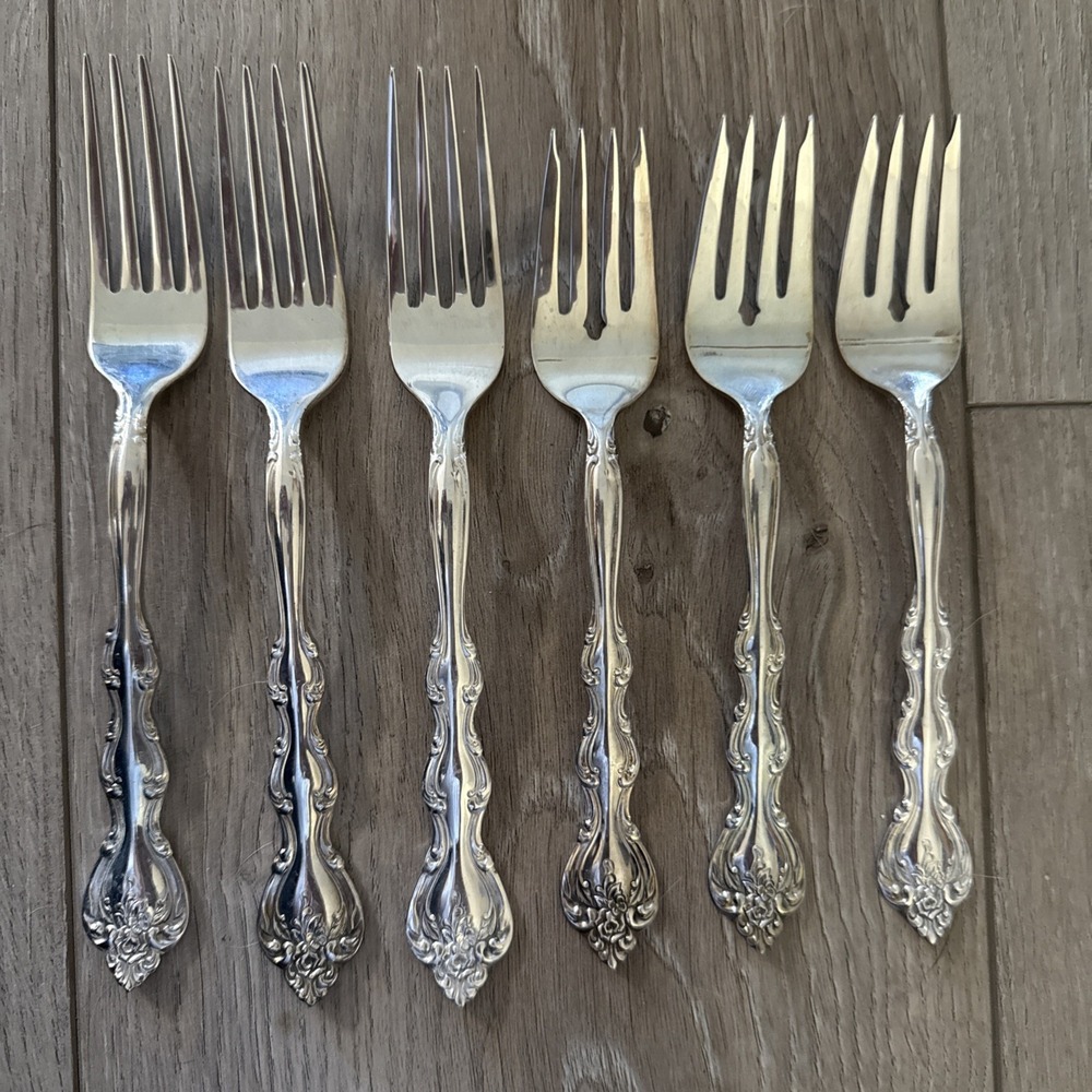Set of‎ 6 Dinner & Salad Forks 1971 INTERLUDE Vintage International SilverPlate